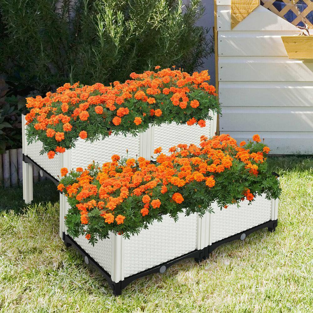 WELLFOR White Plastic Raised Bed (4-Pack) OP-HPY-70301WH