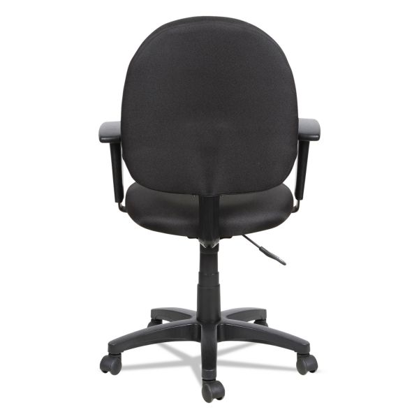 Alera Essentia Series Swivel Task Chair with Adjustable Arms， Supports up to 250 lbs.， Black Seat/Black Back， Black Base