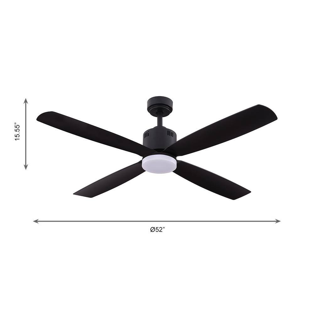 Home Decorators Collection Kitteridge 52 in. LED Indoor Matte Black Ceiling Fan with Light Kit 35442-HBUB