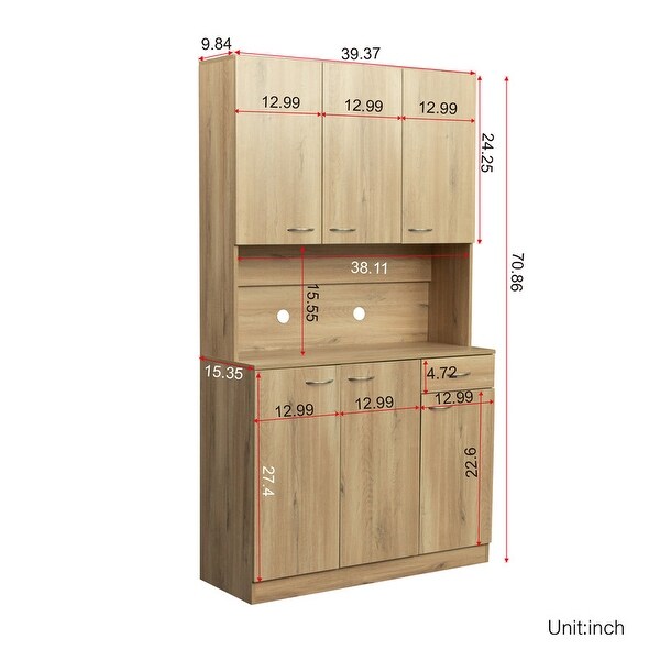 Wood Open Wardrobe with 1 Drawers， Large Storage Space - - 37938205