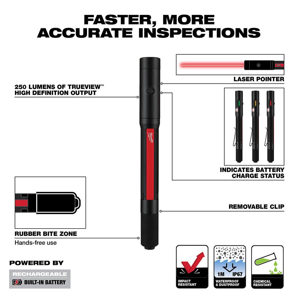 MW Penlight with Laser Rechargeable 250L 2010R from MW