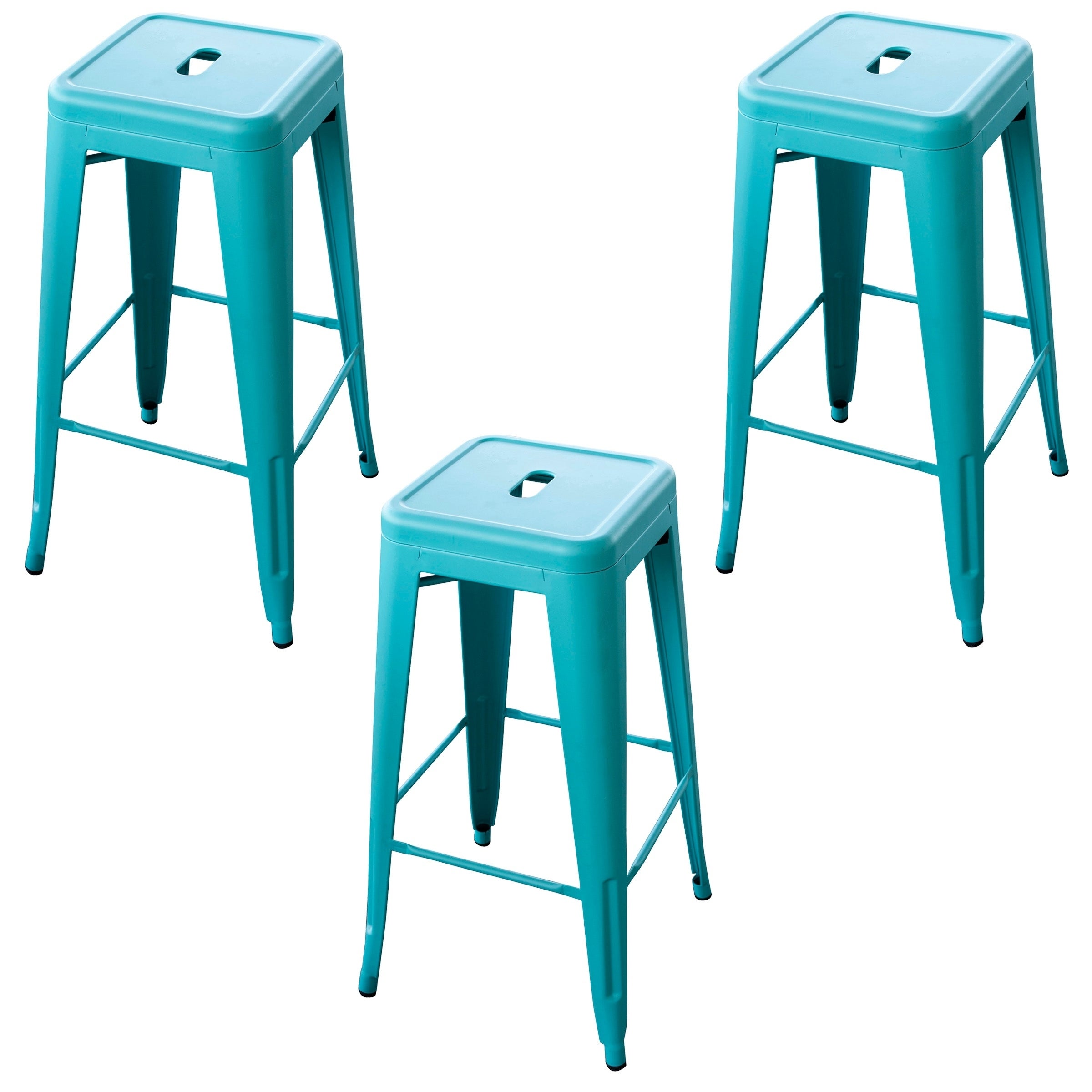 AmeriHome Loft Teal 30 inch Metal Bar Stool - 3 Piece