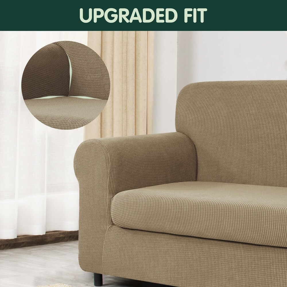CHUN YI 2 Piece Stretch Loveseat Slipcover Checks Couch Cover