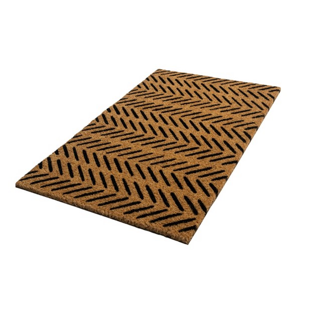 Fishbone Indoor outdoor Coir Doormat Black natural Entryways