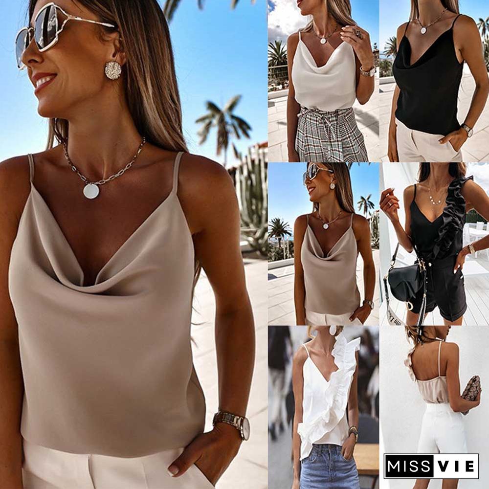 Women Camisole Sexy Summer Lady Sleeveless Solid Loose Camis Tank Tops Hy W210013