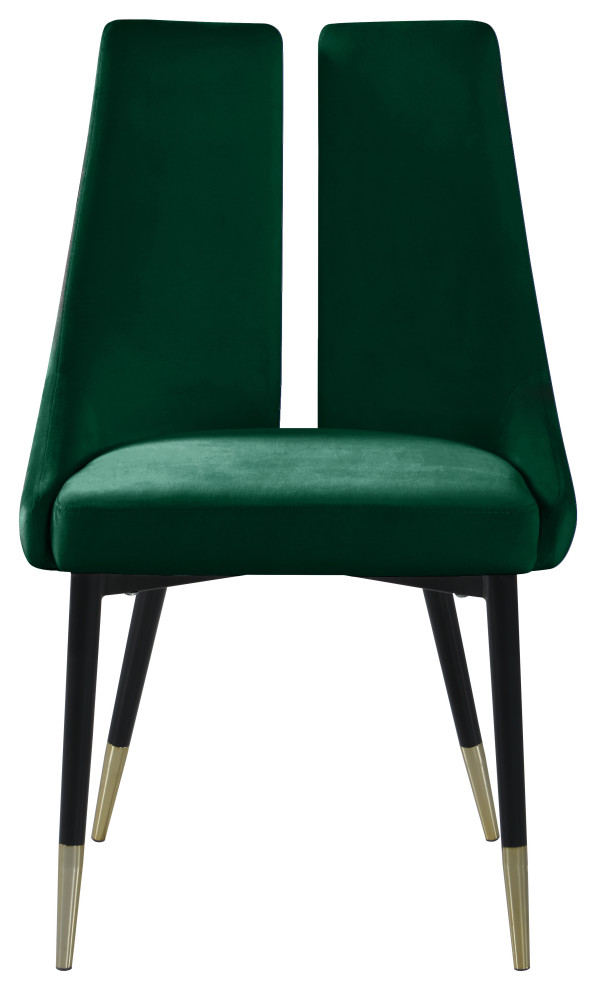 Sleek Velvet Upholstered Dining Chair  Set of 2   Midcentury   Dining Chairs   by Meridian Furniture  Houzz