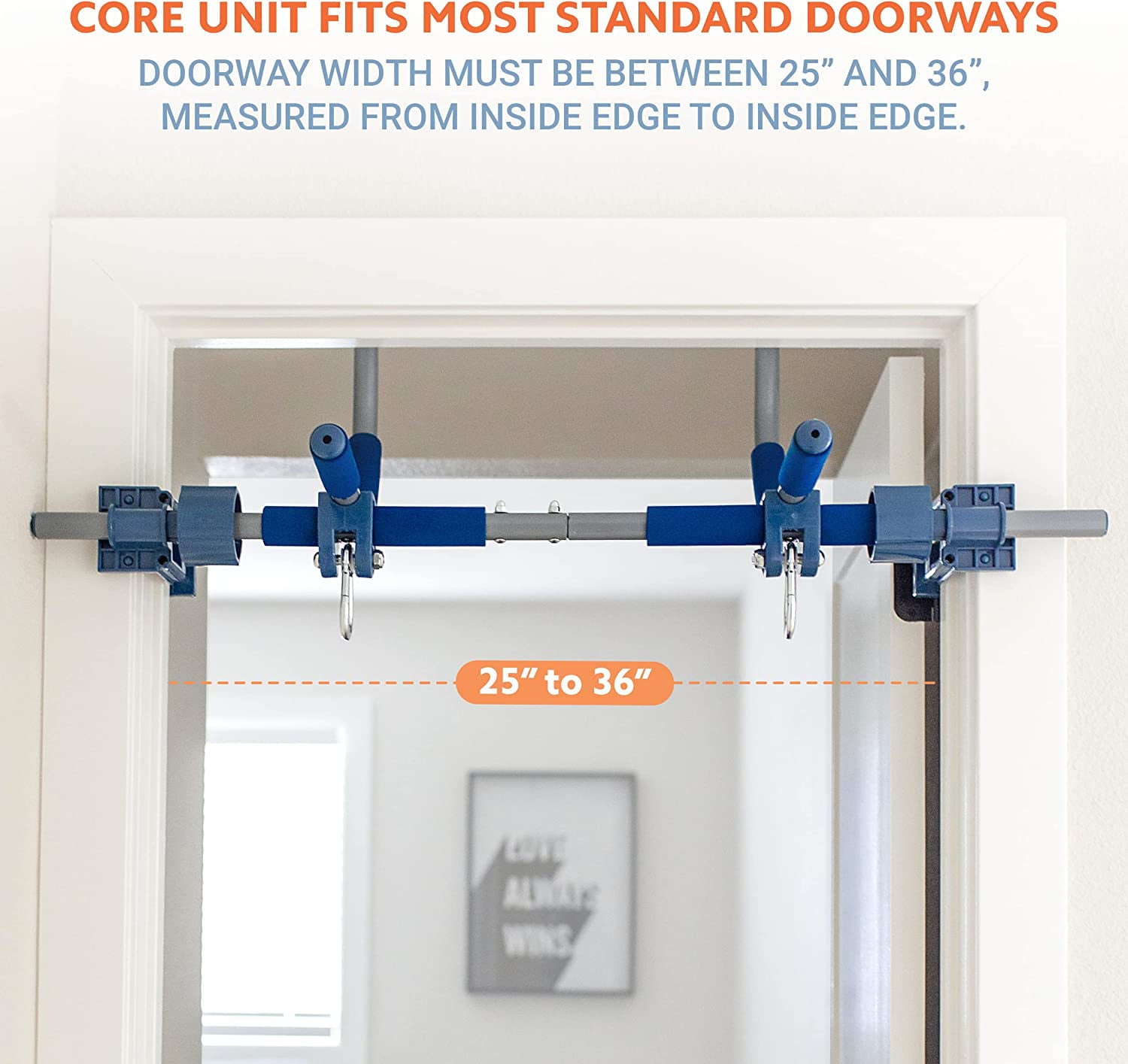 Gym1 - Deluxe Indoor Doorway Gym for Kids Playground Set - All in One Gym Set - Four Ways of Fun: Blue Indoor Swing， Plastic Rings， Climbing Ladder， and Pull Up Bar