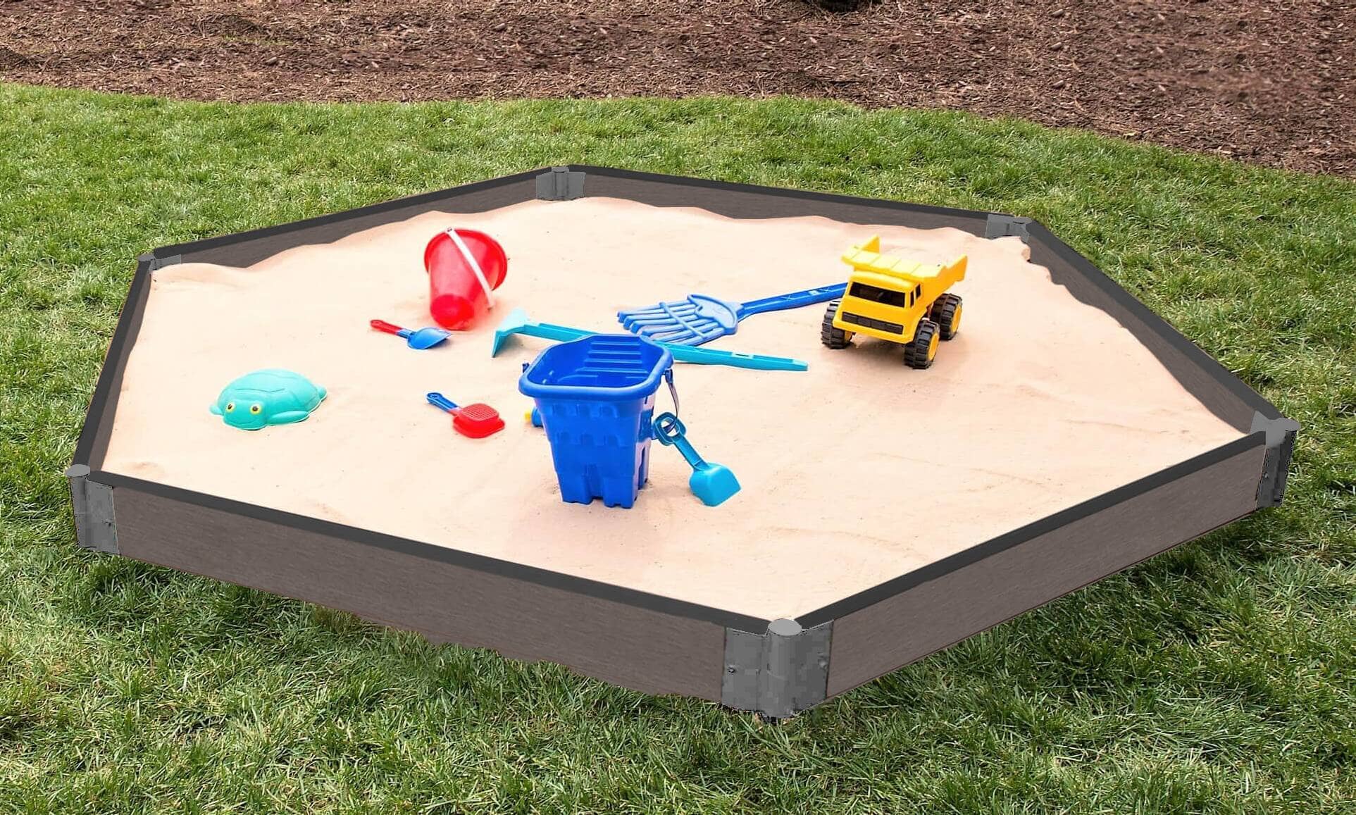 7' x 8' Composite Hexagon Sandbox - 2 Inch Profile