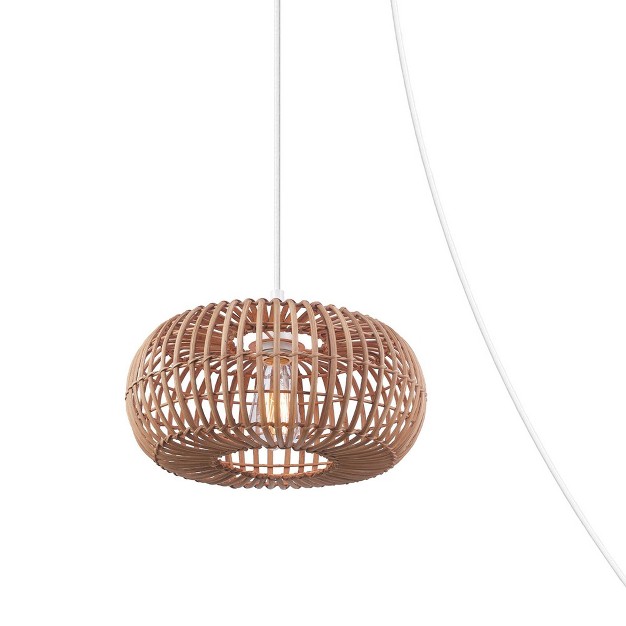 Fitz 1 light Plug in Or Hardwire Rattan Shade Pendant Lighting Globe Electric