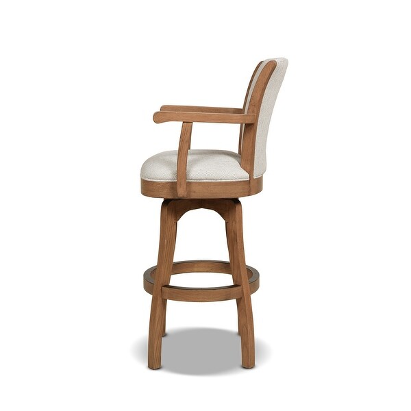 Williams Oak Wood Swivel Bar Stool and Counter Stool with Armrests