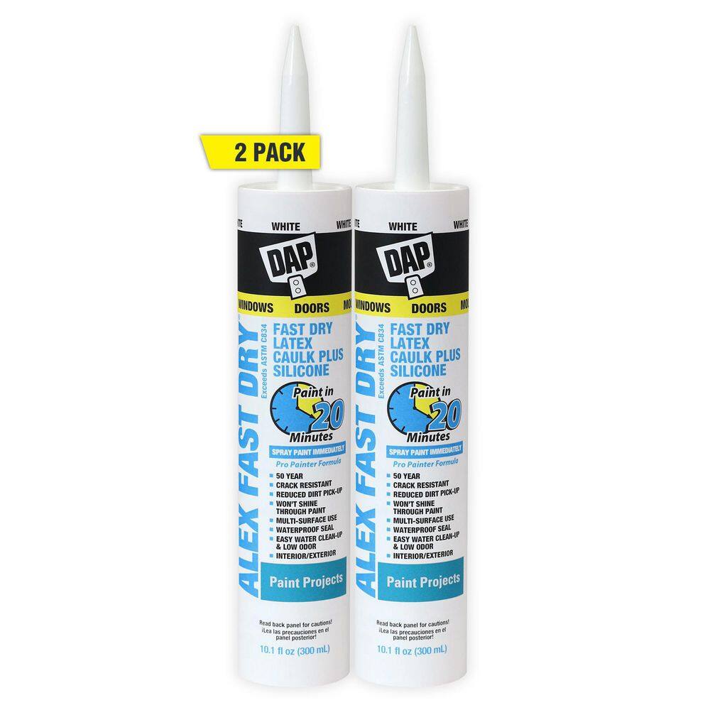 DAP Alex Fast Dry 10.1 oz. White Acrylic Latex Plus Silicone Caulk (2-Pack) 18425