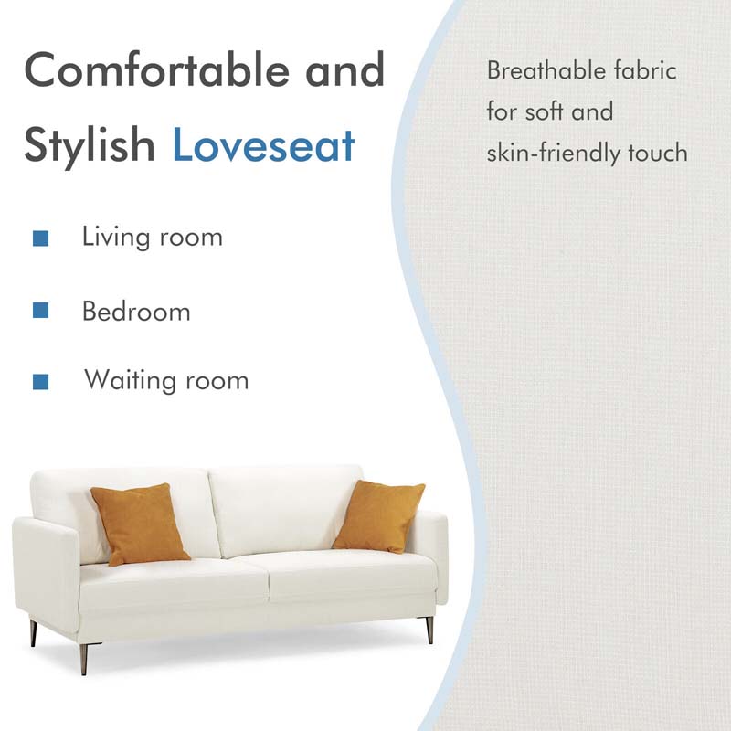 Modern Loveseat CertiPUR-US Certified 2-Seat Sofa Couch with Comfy Backrest Cushion & Solid Metal Legs