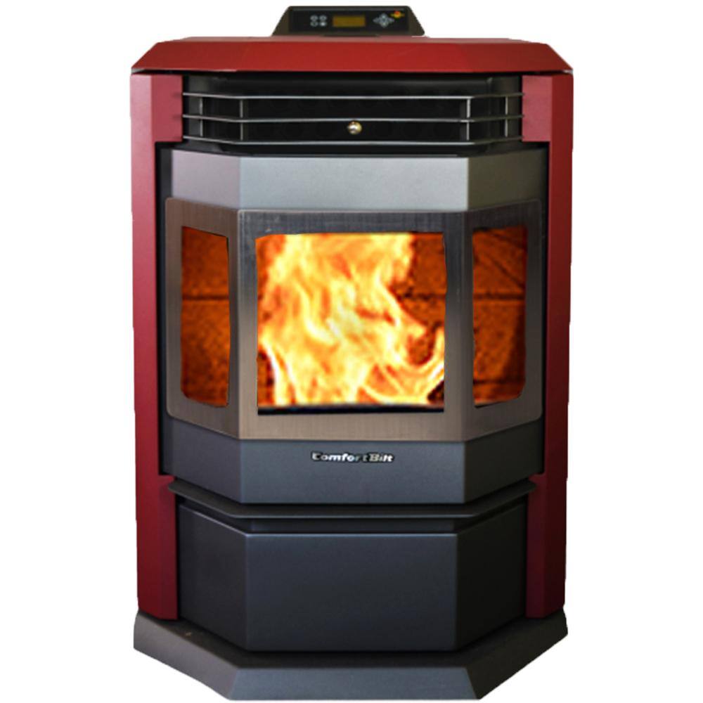 ComfortBilt Burgundy 2800 sq. ft. EPA Certified Pellet Stove with 55 lbs. Hopper and Stainless Steel Door Trim HP22BUss