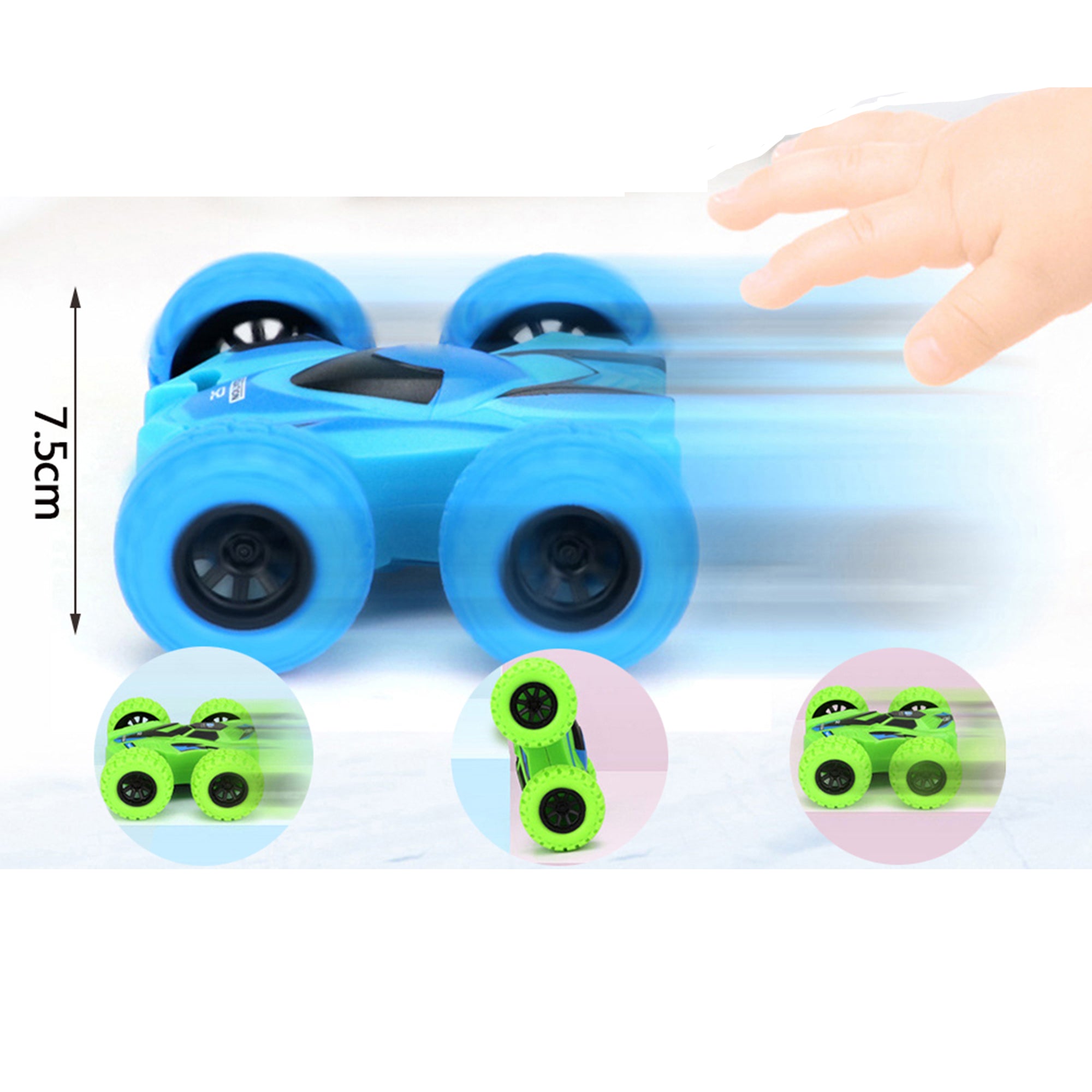 LELINTA Set of 4 Pull Back Cars Toys， Double-Sided Friction Powered Cars Push and Go Vehicles Monster Trucks， Inertia Powered Pull Back Toy for Kids Boys Girls Toddler Christmas Gift