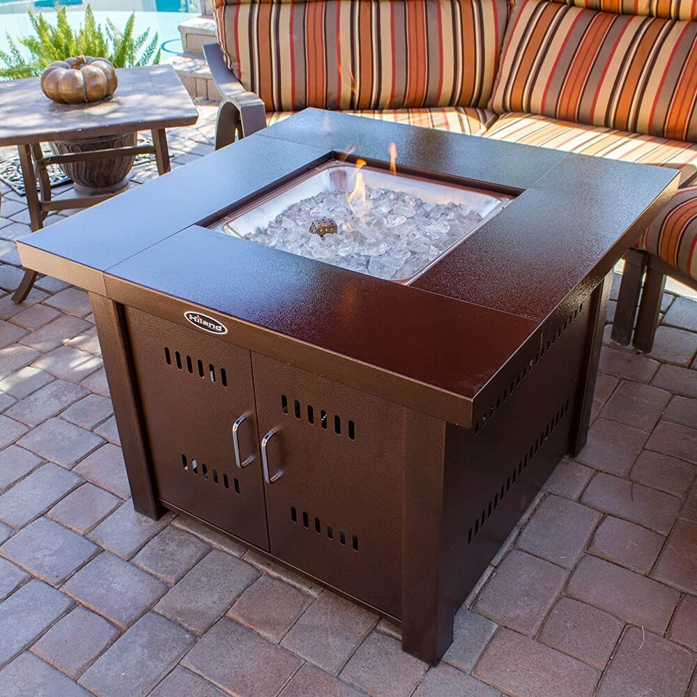 AZ Patio Heaters GS F PC Fire Pit 38 In 40 000 BTU Table w/ Glass Beads  Bronze