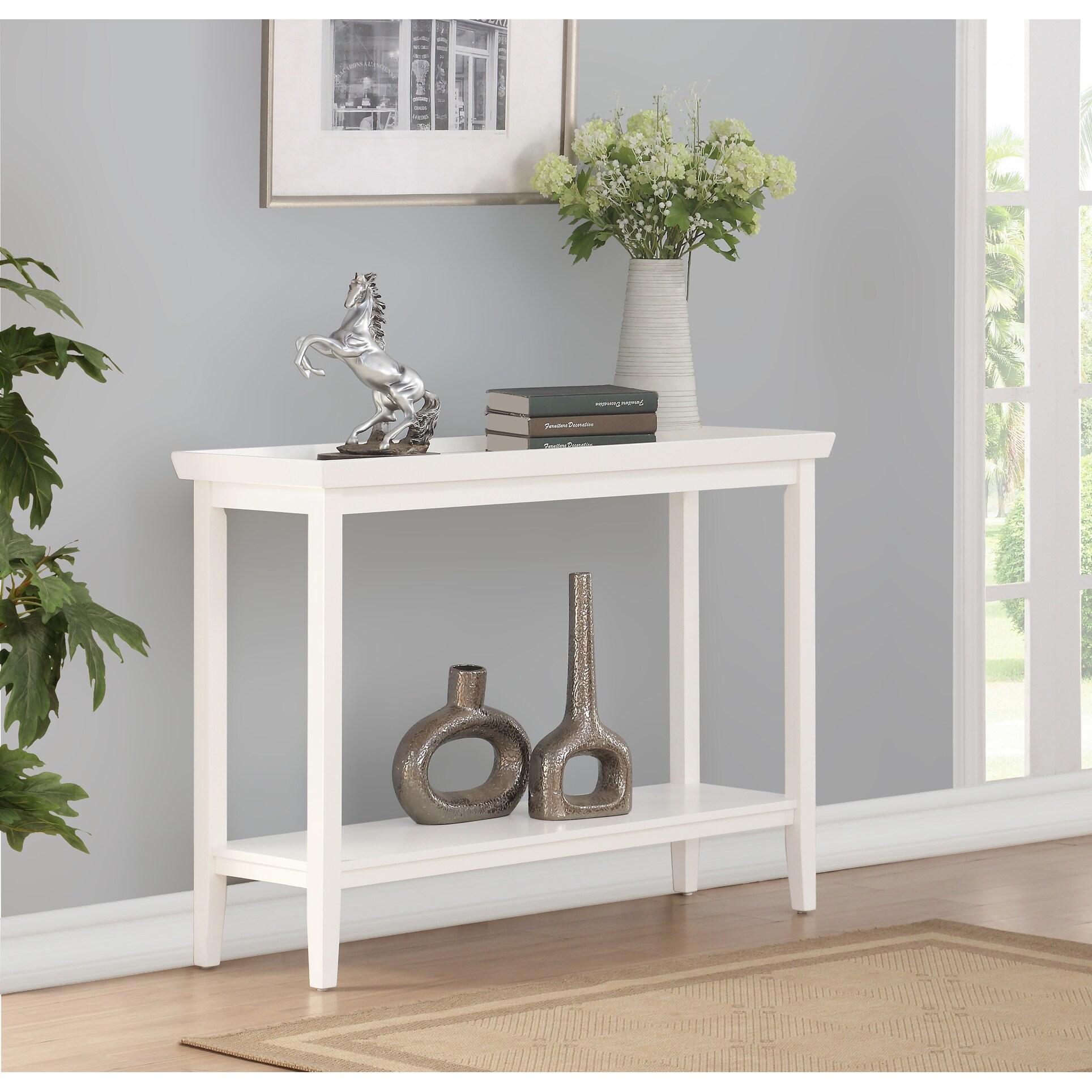 Ledgewood Console Table with Shelf， White