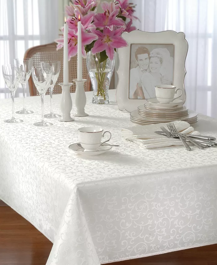 Lenox Opal Innocence Oblong 60 x 120 Ivory Tablecloth