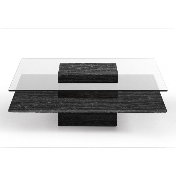 Modrest Clarion Modern Grey Elm and Glass Coffee Table