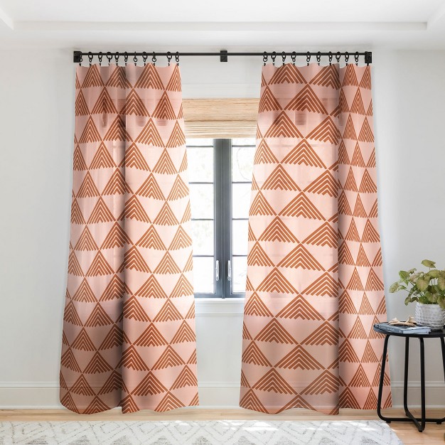 June Journal Triangular Lines In Terracotta Single Panel Sheer Window Curtain Deny Designs