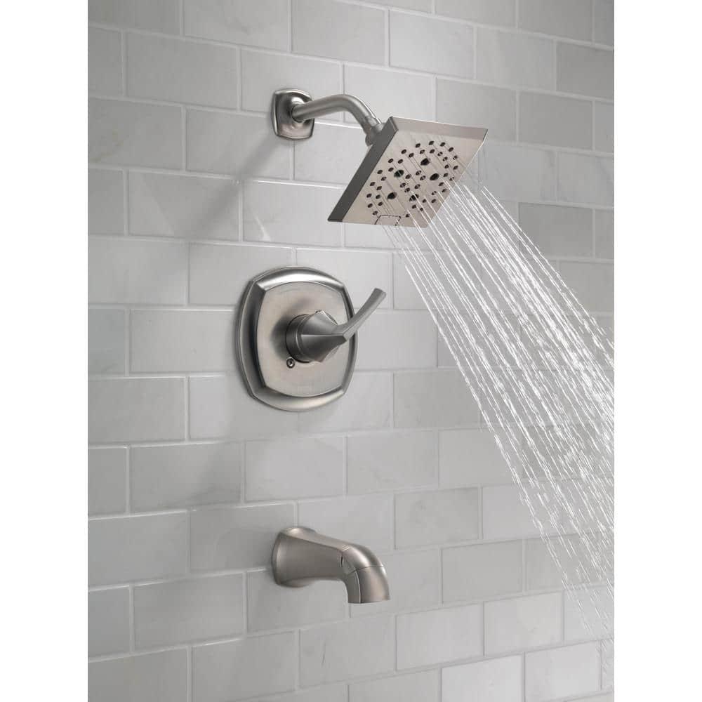 Delta Portwood SingleHandle 5Spray Tub and Shower Faucet with H2Okinetic in SpotShield Brushed Nickel