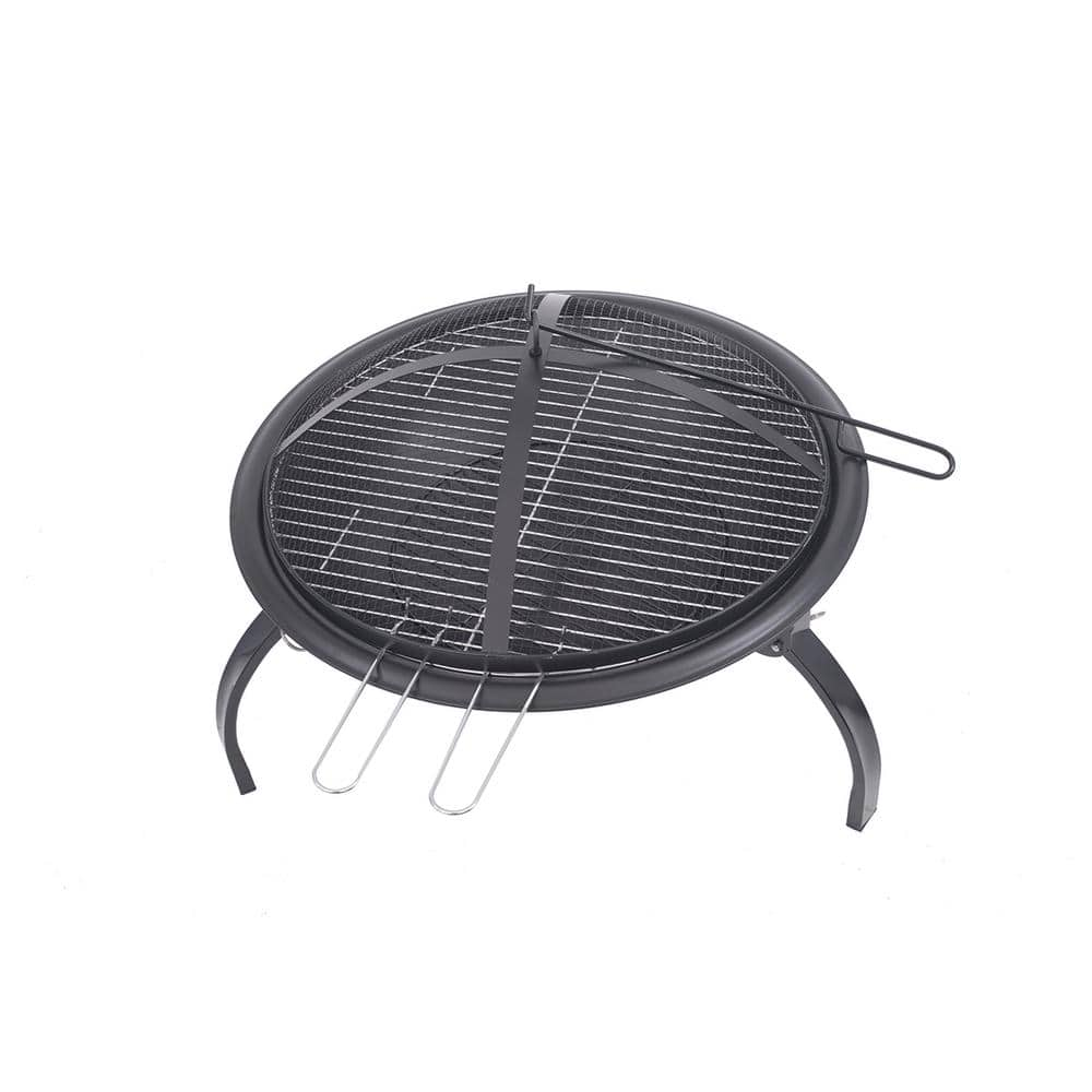 BLUE SKY OUTDOOR LIVING 21.25 in. Round Steel Portable Wood Fire Pit with Folding Legs， Carry Bag， Screen， Screen Lift， Log Grate， Cooking Grid WBPFP22