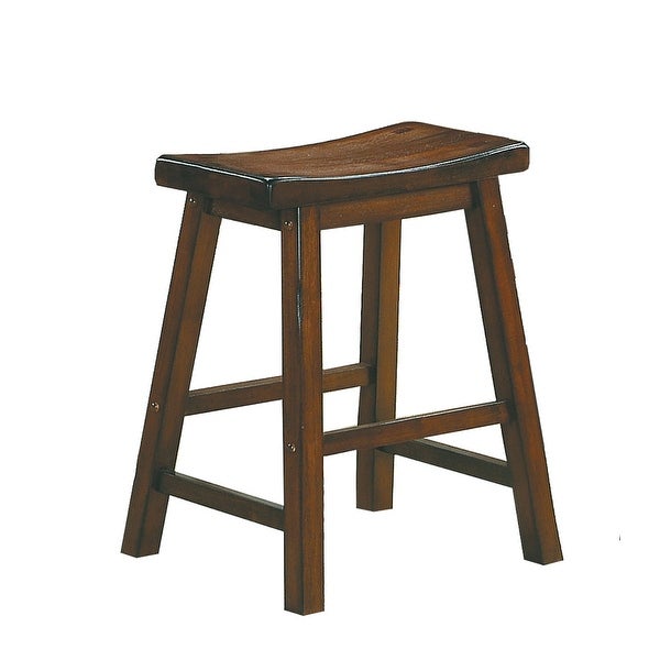 Black Finish 18-inch Height Saddle Seat Stools Set of 2pc Solid Wood