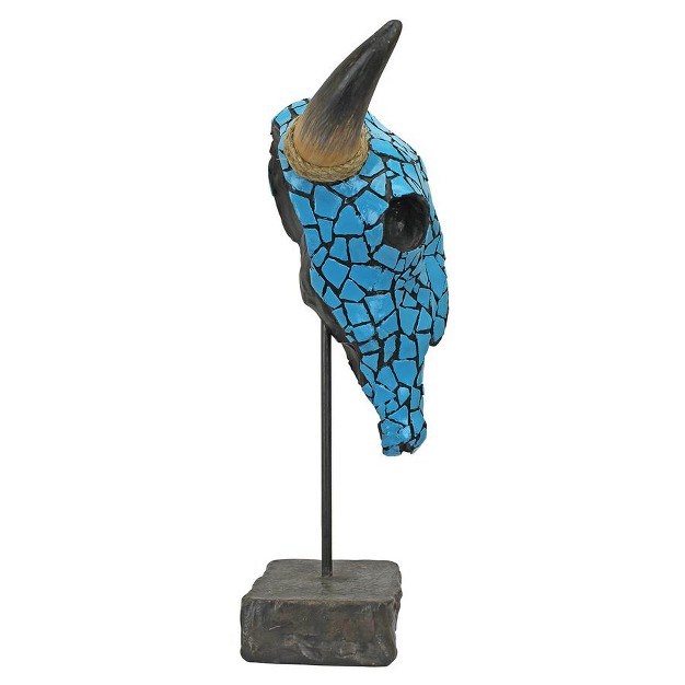 Design Toscano Western Faux Turquoise Encrusted Cow Skull Statue