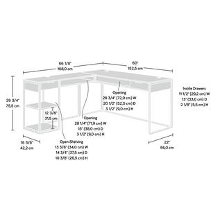 SAUDER International Lux Diamond Ash L-Shaped Desk 423302