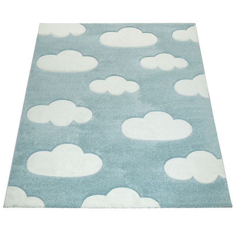 Kids Rug with Clouds in Pastel Colors for Children's Room or Nursery