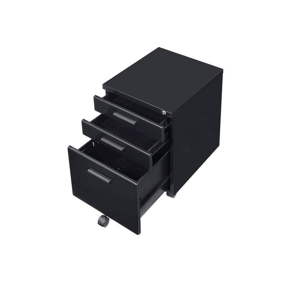 wetiny Black File Cabinet with Drawer 121692880