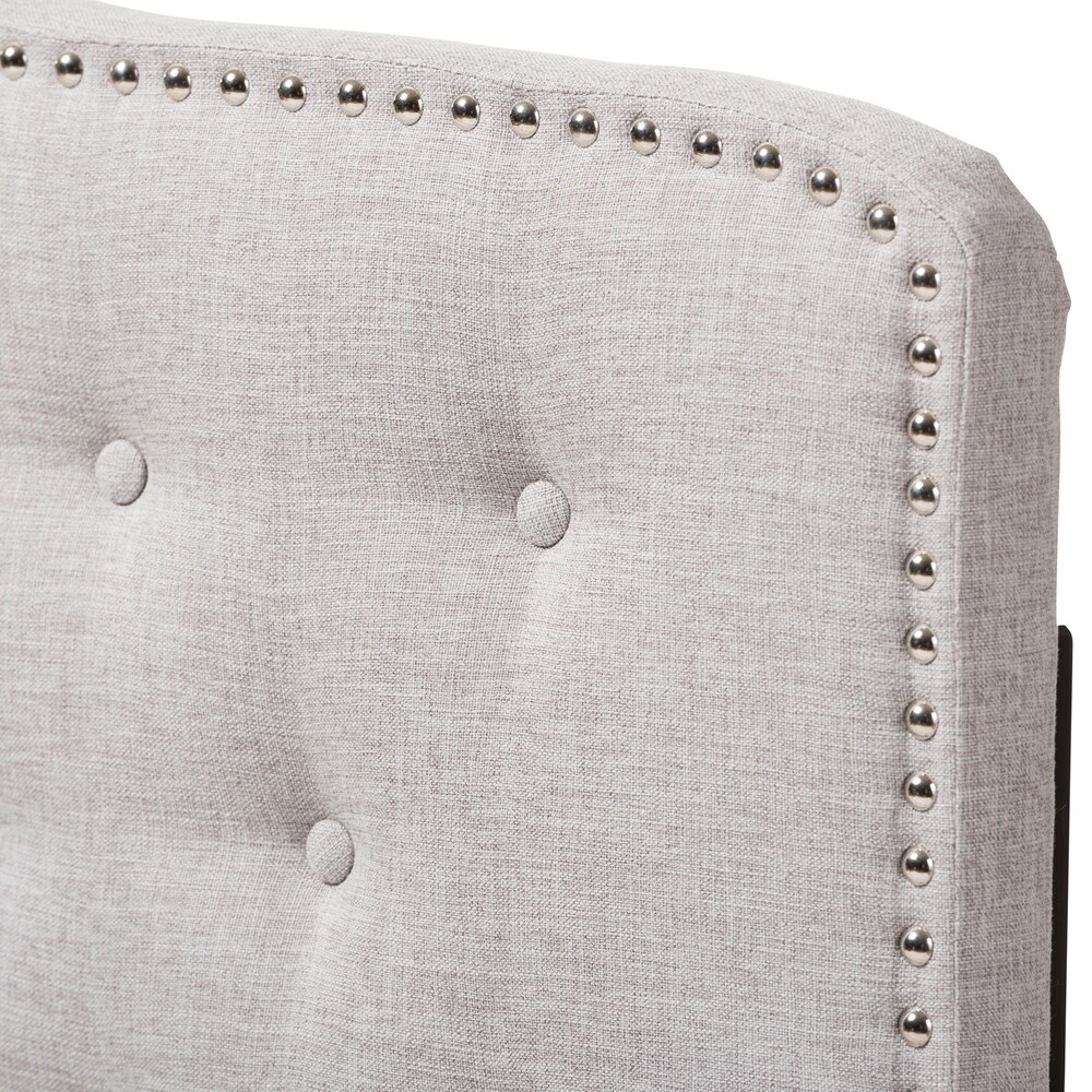 Lucy Modern and Contemporary Greyish Beige Fabric Full Size Headboard