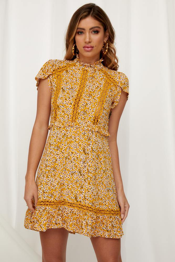 Language Of Love Dress Mustard