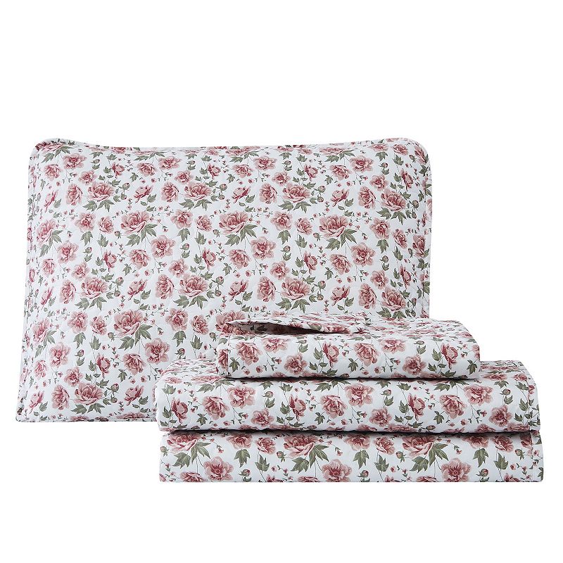 Harper Lane Pink Roses Quilt Set with Shams