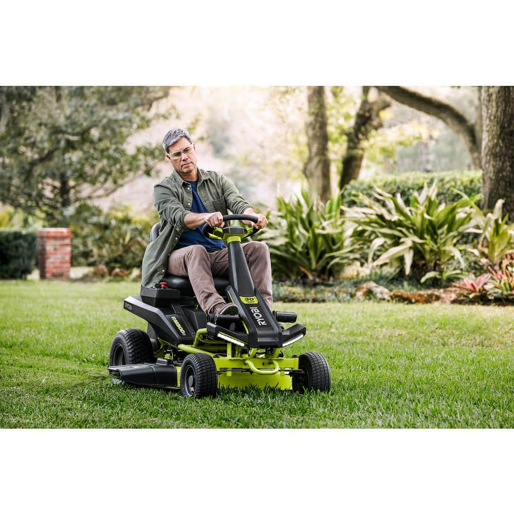 RYOBI 48V Brushless 30 in. 50 Ah Battery Electric Rear Engine Riding Mower RY48130