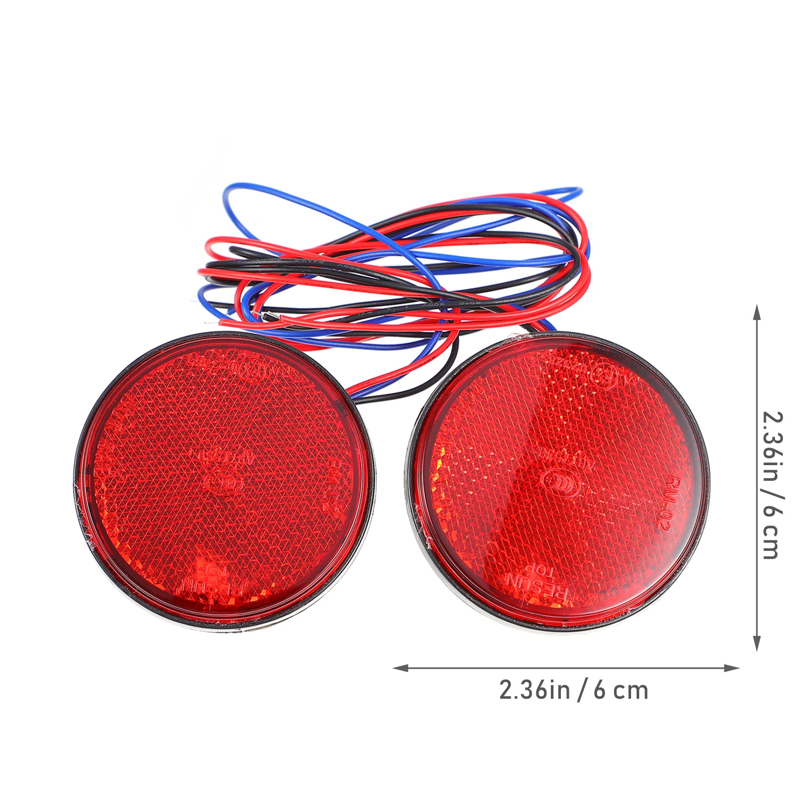 2pcs Round LED Rear Bumper Reflector Tail Light Brake Lamp Light for Motorcycle