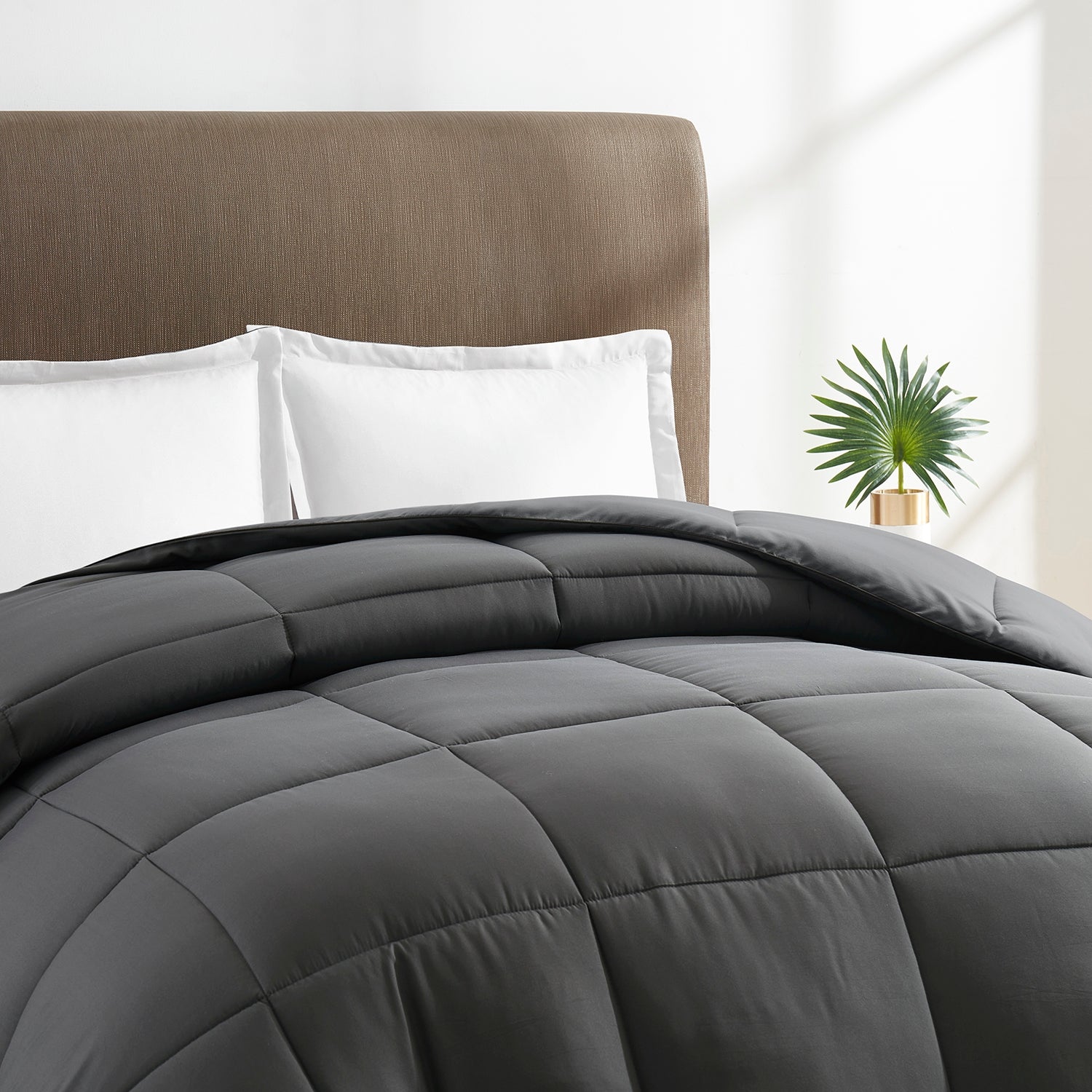 Nestl Gray All Season Goose Down Alternative Comforter, King/Cal King, Ultra Soft, Quilted Duvet Insert