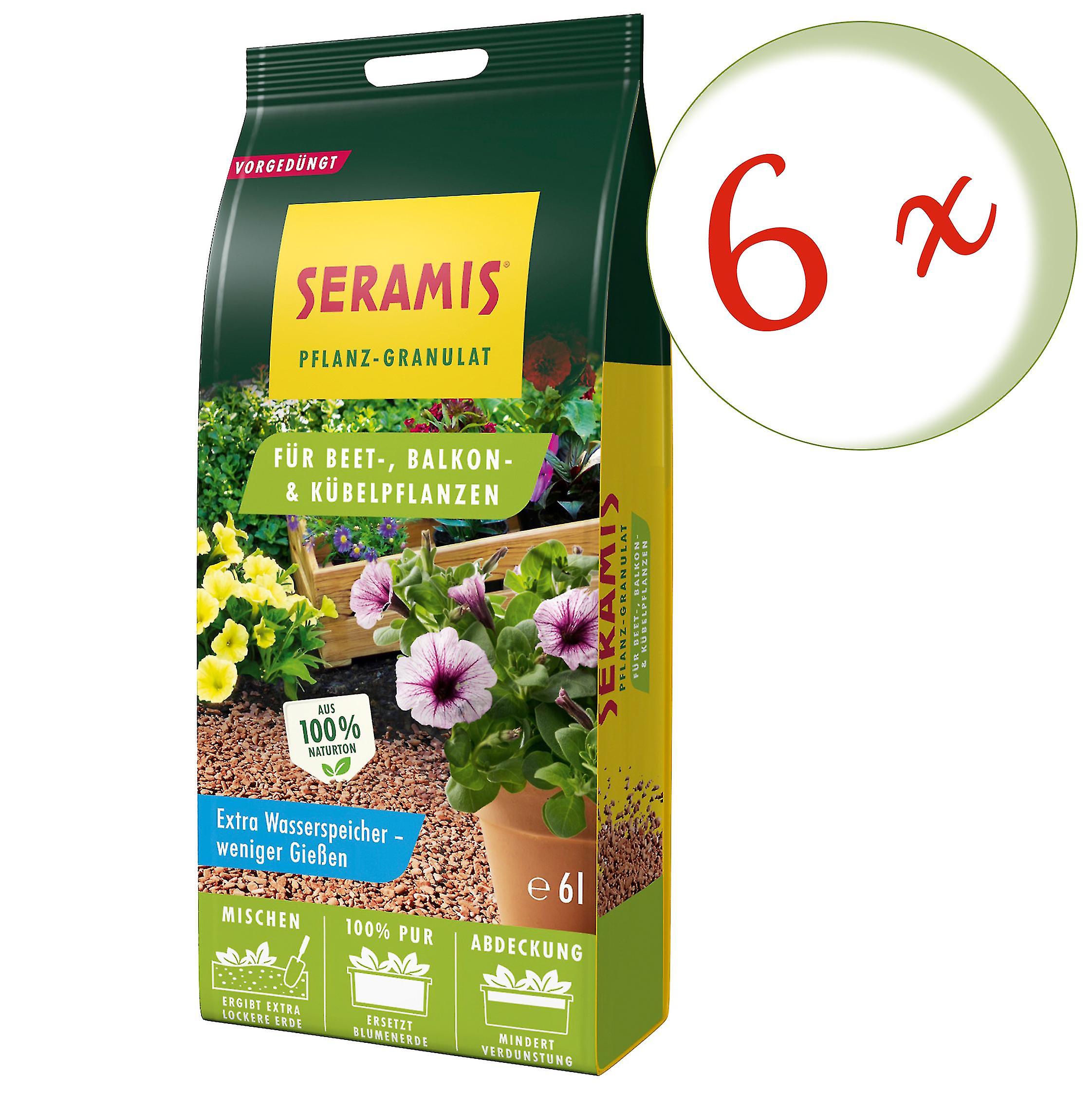 6 x SERAMIS?? plant granules for bedding， balcony and kitchen plants， 6 liters