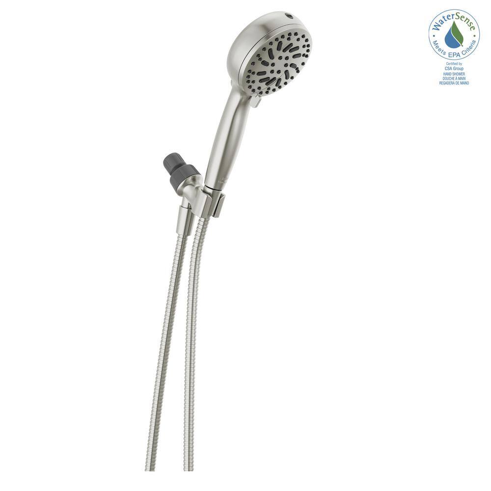 Delta 6-Spray Patterns 1.75 GPM 4.5 in. Wall Mount Handheld Shower Head in Spotshield Brushed Nickel 75740SN