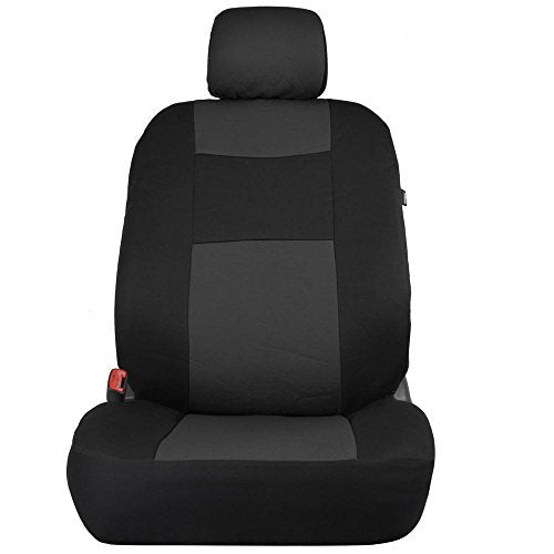 BDK PolyCloth Car Seat Covers， 2-Tone Split Bench EasyWrap Full Set