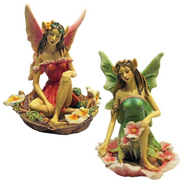 Design Toscano The Red And Green Fairy Of Acorn Hollow Statues Set Of Two