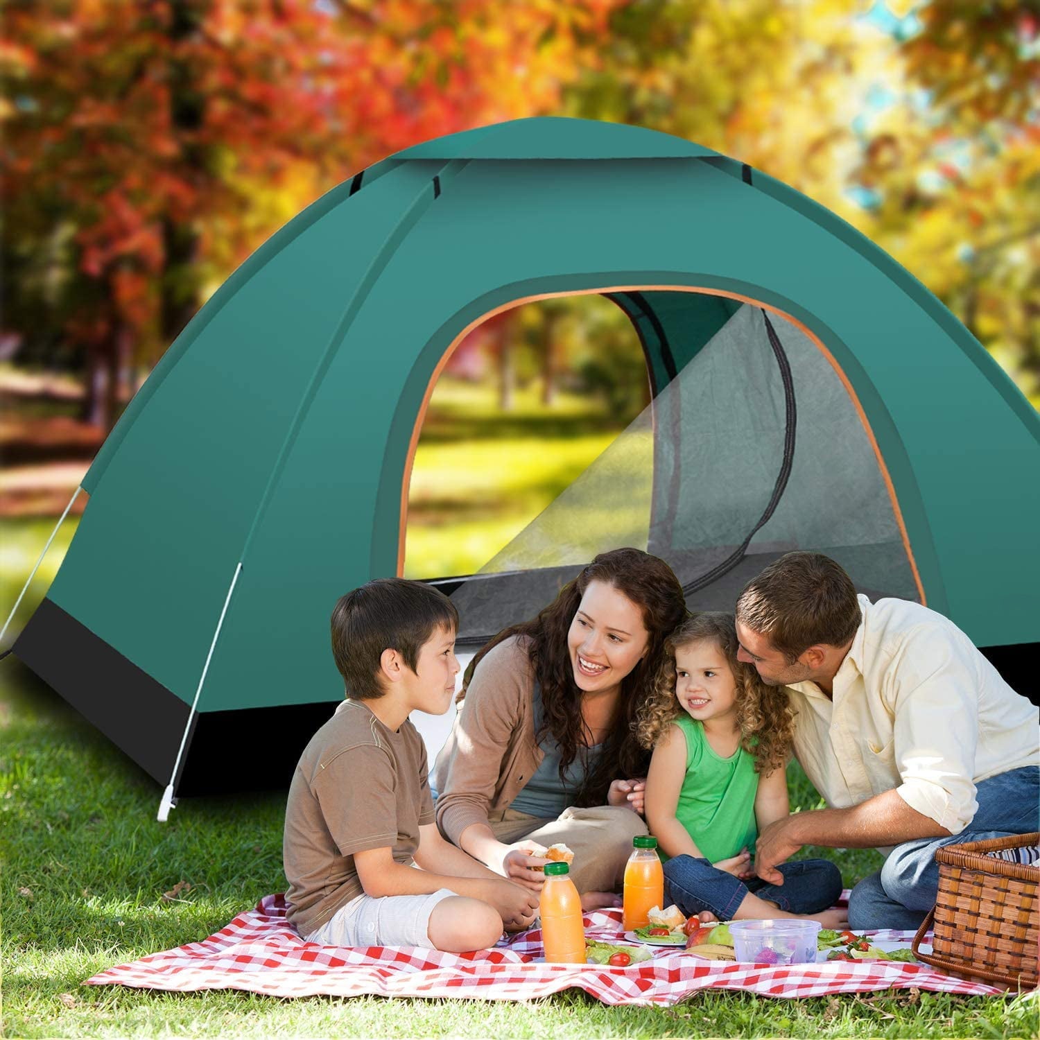 Instant Automatic pop up Camping Tent, 3-4 Persons Lightweight Tent, UV Protection, Perfect for Beach, Outdoor, Traveling, Hiking, Camping, Hunting, Fishing