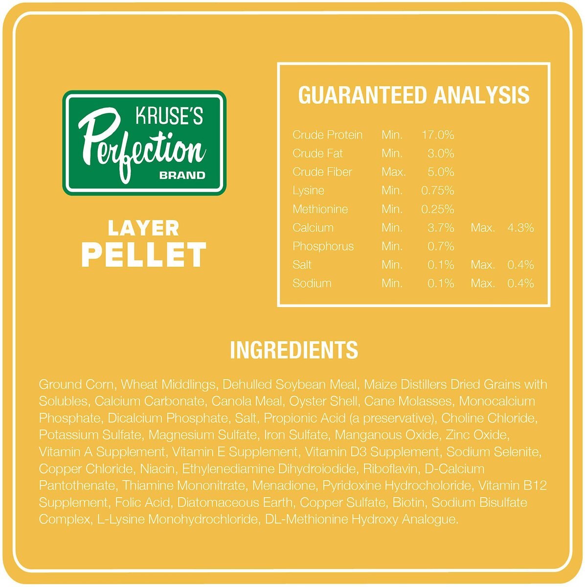 Kruse's Perfection Brand Poultry Layer Pellet Chicken Feed