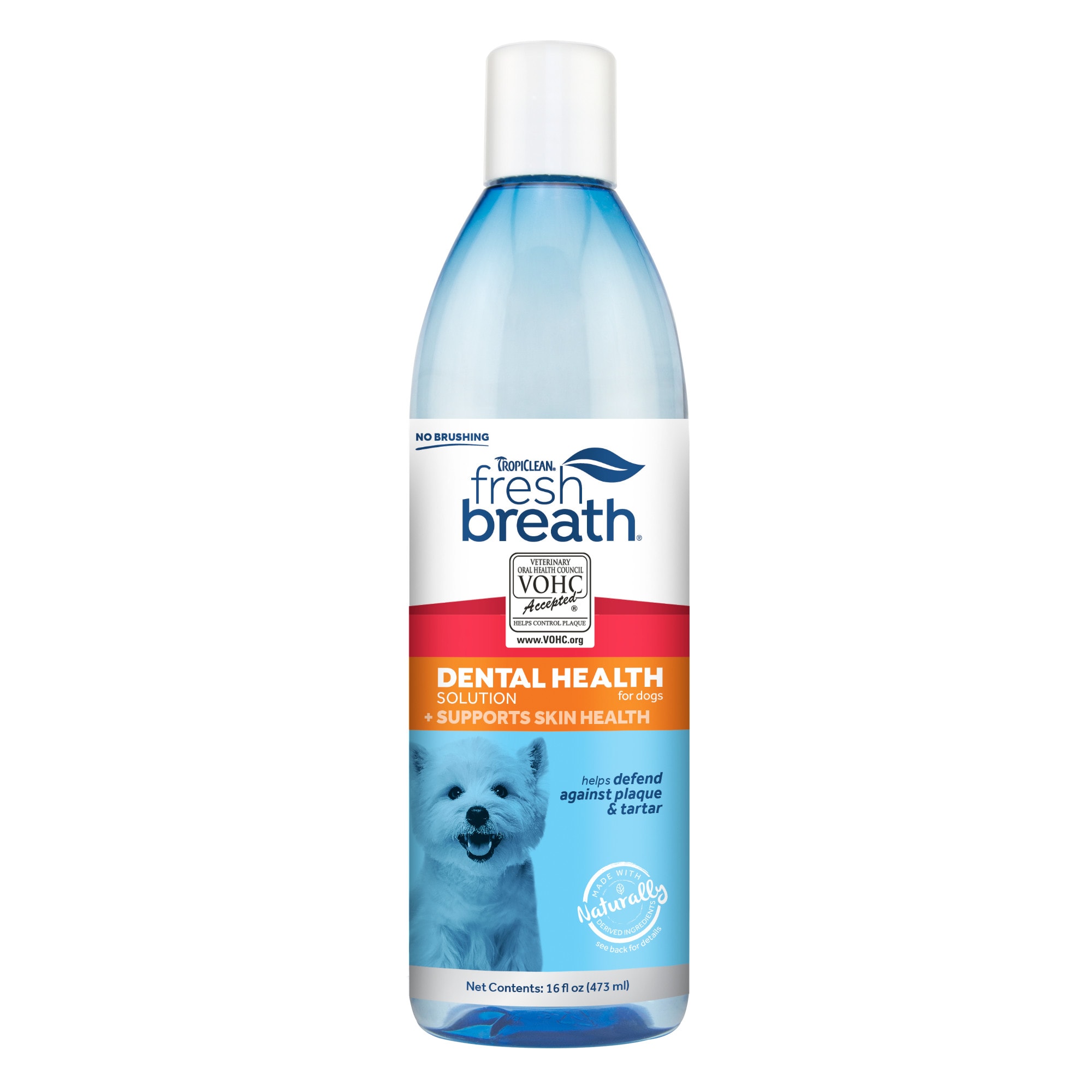 TropiClean Fresh Breath Supports Skin Health Dental Solution for Dogs， 16 fl. oz.