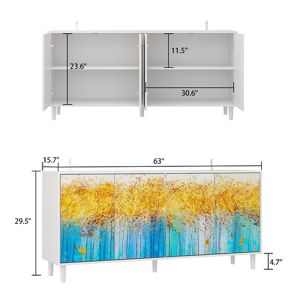 Sideboard Paint Cabinet Console Table Accent Cabinet Landscape Forest