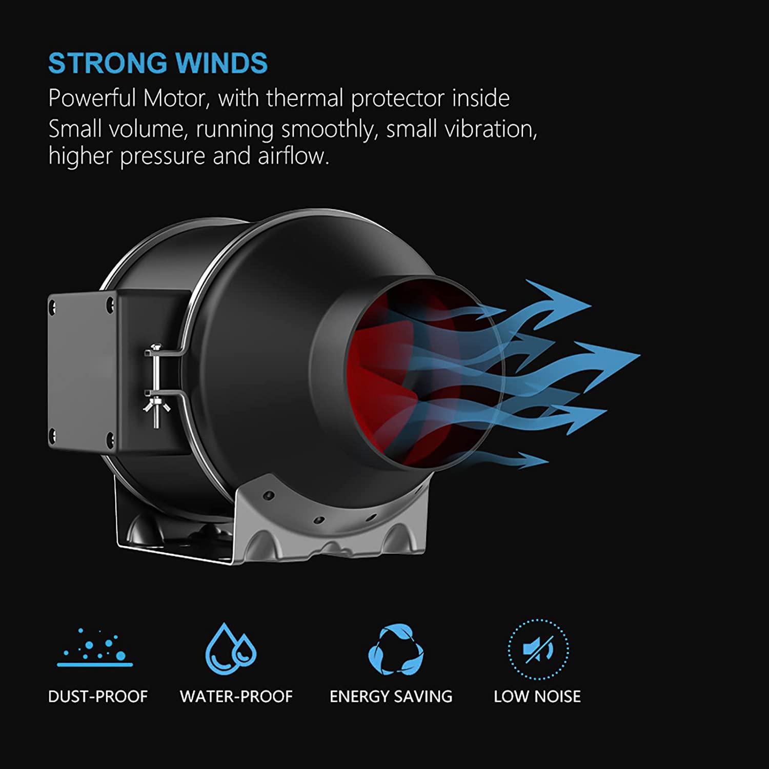 TOOL1SHOoo 4” Inline Duct Fan with Temperature Humidity Controller- Ventilation Exhaust Fan for Heating Cooling Booster， Grow Tents， Hydroponics