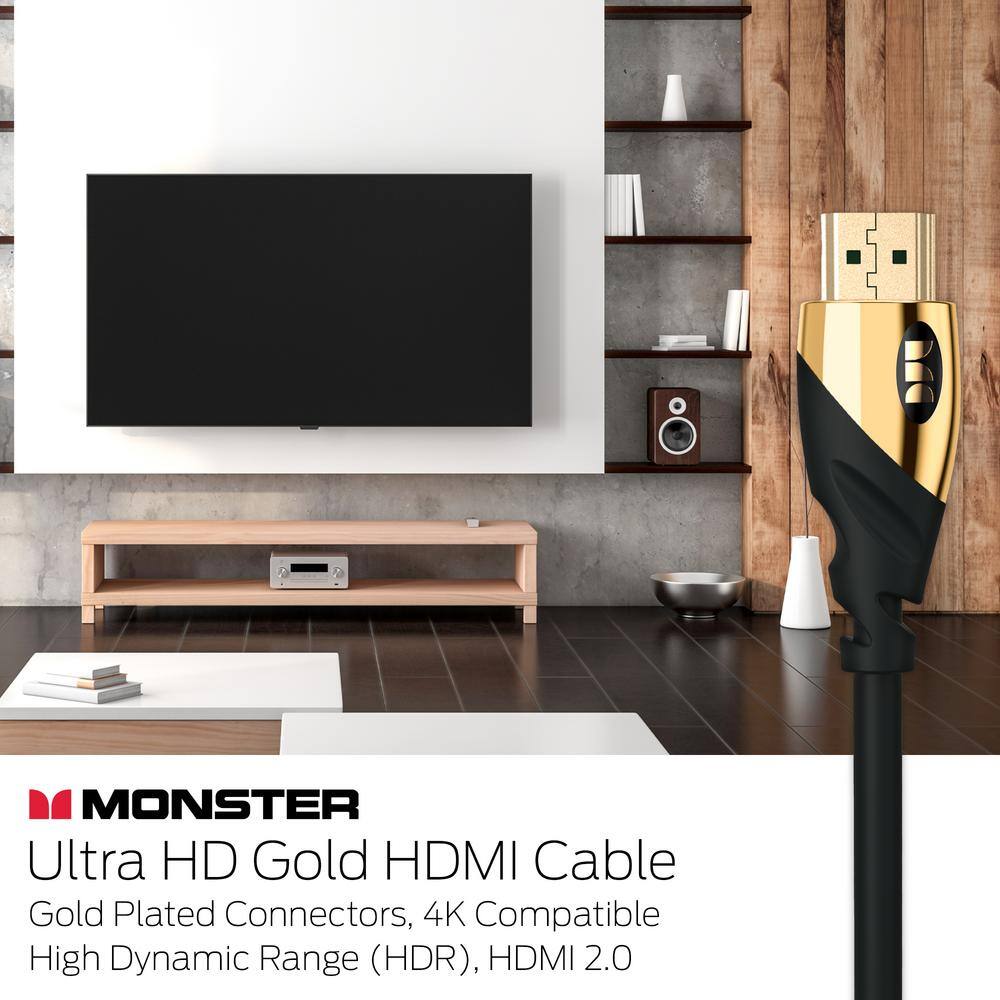 Monster HDMI 2.0 Cable 6 ft. Gold UHD 4K HDR 21 GBPS MHV1-1023-BLK