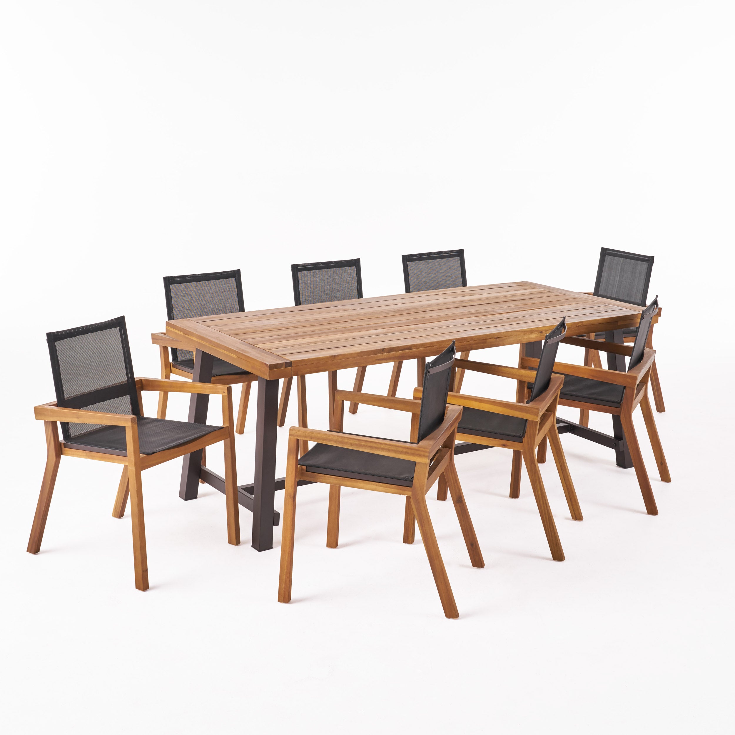 Martha Outdoor Acacia Wood 8 Seater Dining Set