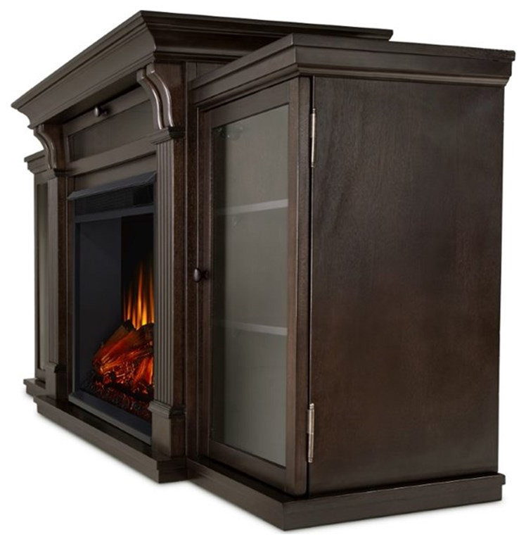 Bowery Hill Transitional Wood Fireplace TV Stand for TVs up to 67 quotin Walnut   Traditional   Entertainment Centers And Tv Stands   by Homesquare  Houzz