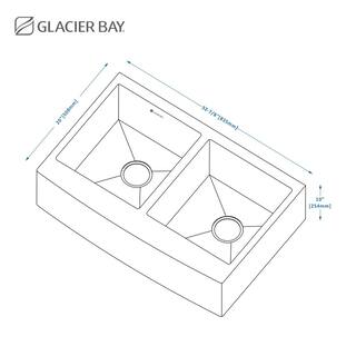 Glacier Bay Professional 33 in. Farmhouse Apron-Front 16 Gauge 5050 Double Bowl Stainless Steel Kitchen Sink with Accessories 4126F