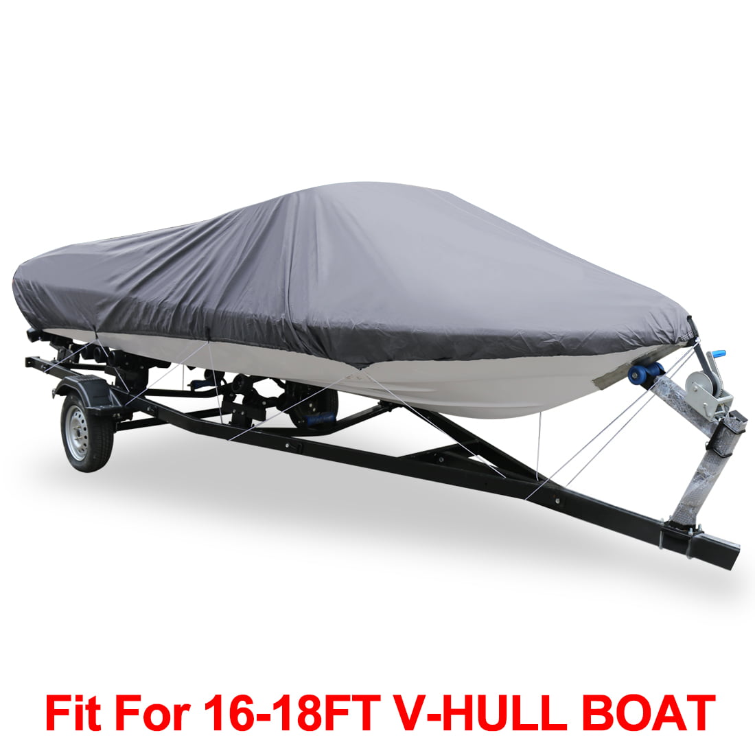 Unique Bargains V-Hull 16'-18' 210D Trailerable Waterproof Boat Cover